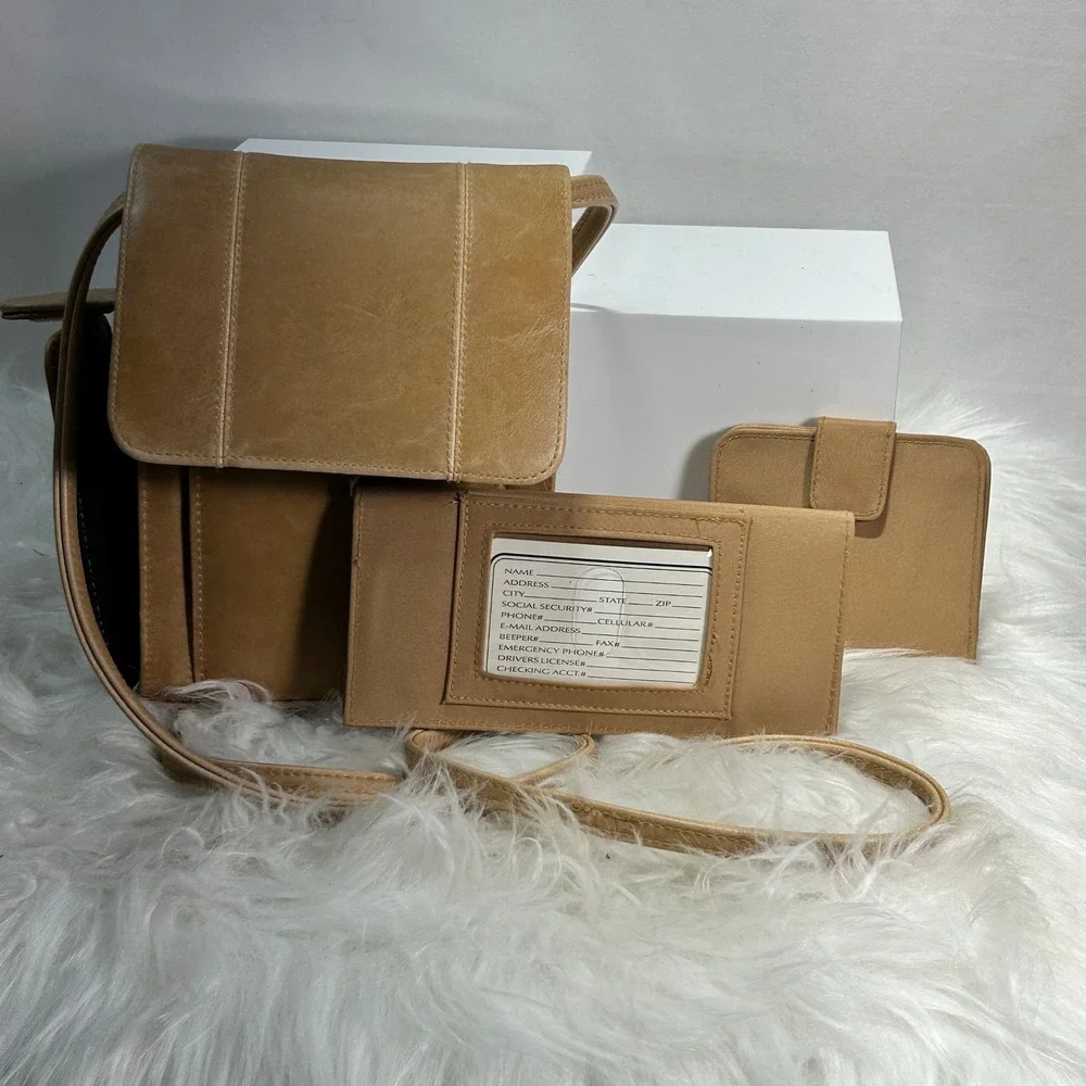 Tan Leather Crossbody Phone Bag‎ Small Shoulder Purse with Mirror